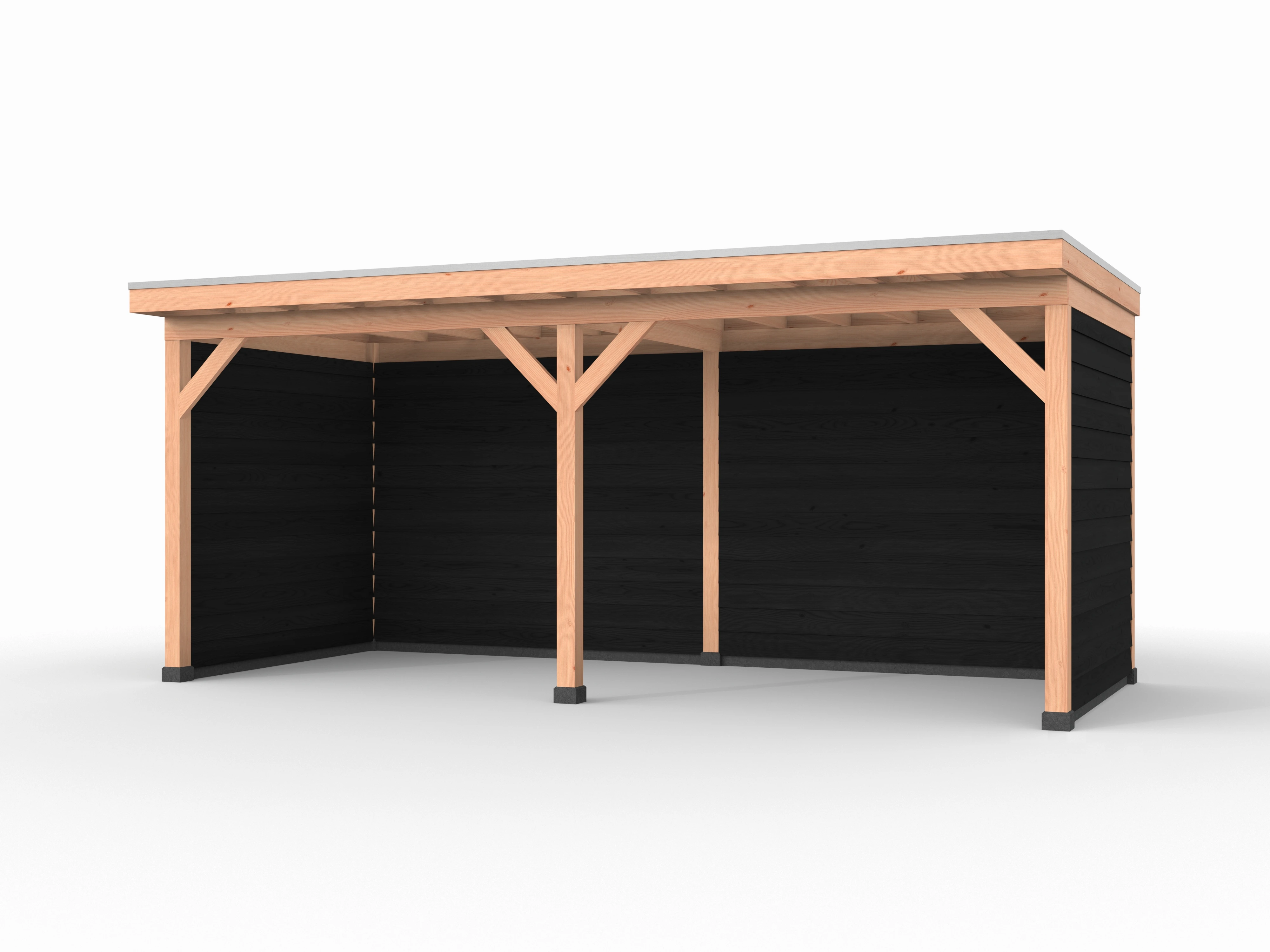 Douglas overkapping, 600 x 250, met zwarte achterwand en twee zijwanden, Westwood Comfort - Afbeelding 1